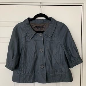 Cropped Theory leather jacket with 1/4 sleeves